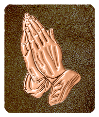 DF35 516 CP SH BR Copper Praying Hands Shimmer Brown Background